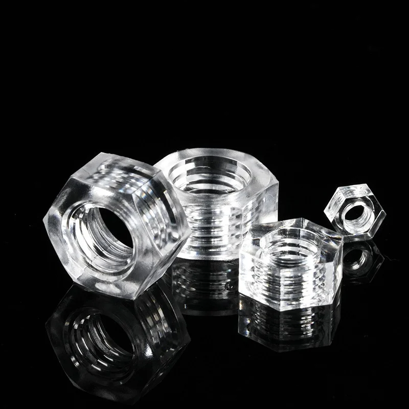 Hot Sale High quality acrylic bolt and nut PC transparent acrylic plastic hex nut