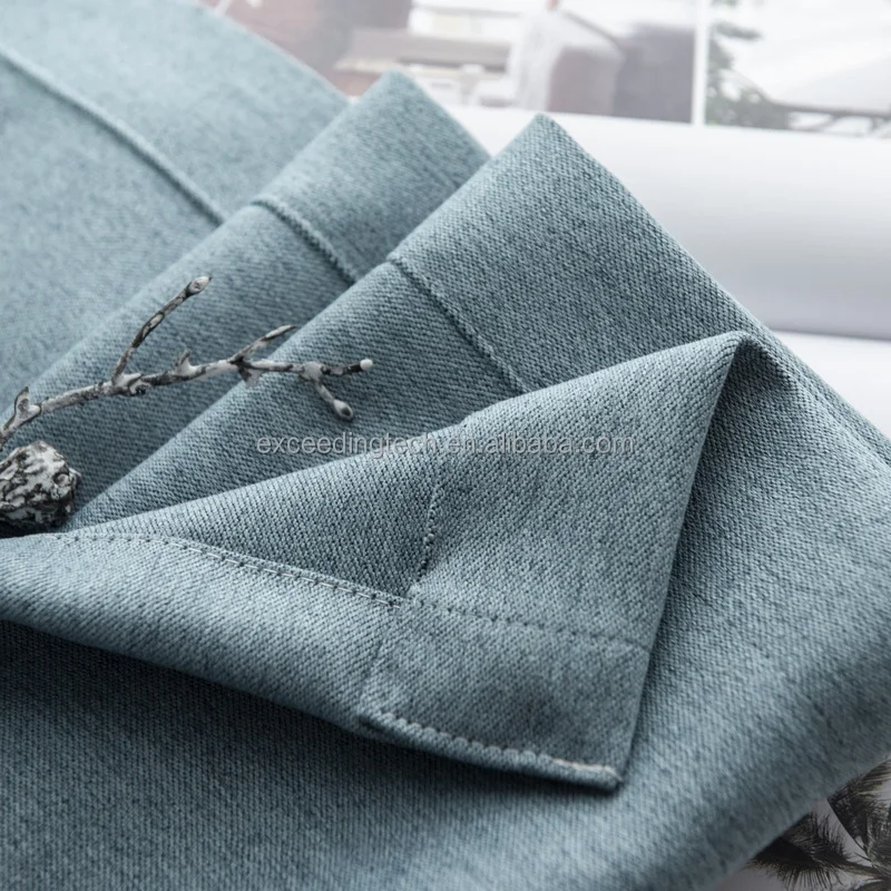 NEW UPDATED TWO SIDE black out ready made  faux linen blackout fabric window curtain drapes for living room