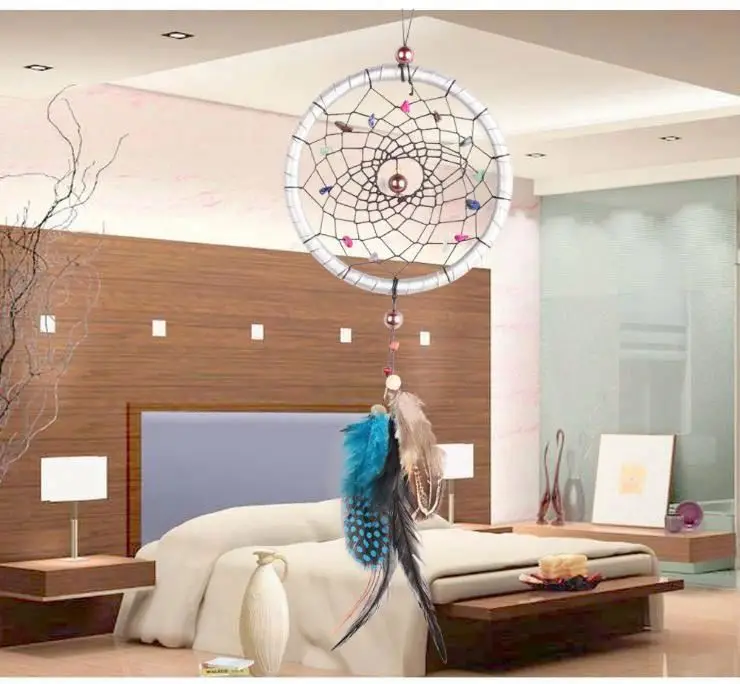 Wholesale Handmade Boho Hanging Feather Dream Catcher for Car Home Room Door Wall Art Party Decor Ornament Gift Craft DIY Kit