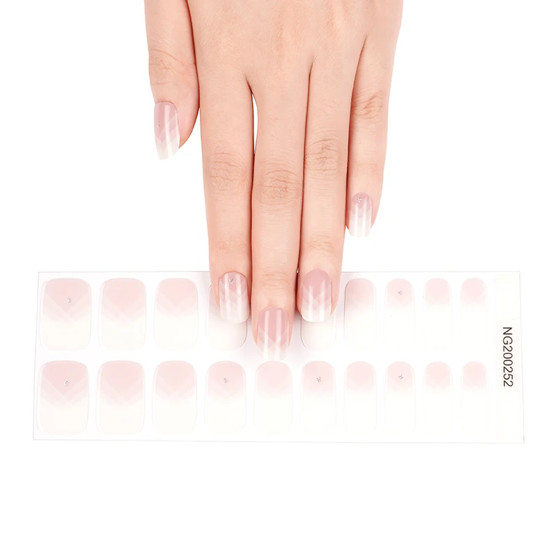 UV Lamp Compatible Gel Nail Strips Long-lasting Full Nail Wraps with Easy Application Salon Quality French Style Nail Stickers