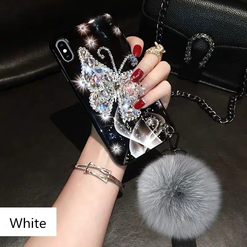 Роскошный женский Новый чехол для телефона из ТПУ с изображением бабочек и бриллиантов для iphone 13, 12, 11pro max, xs, 8 plus, защитный чехол для мобильного телефона