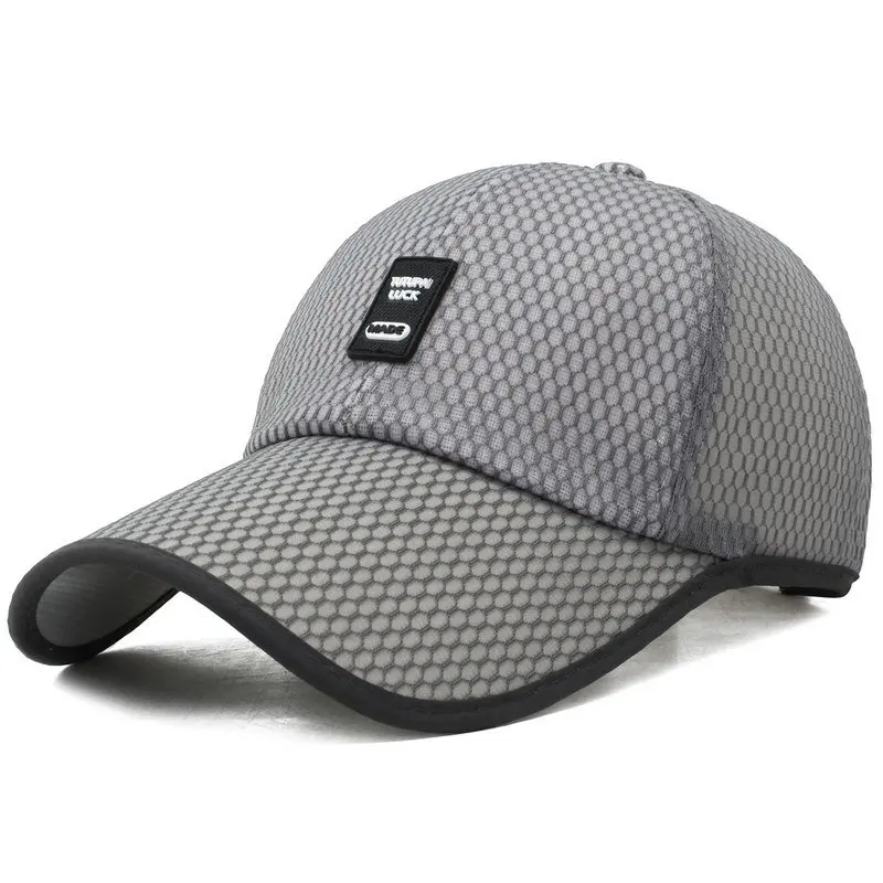 High quality adjustable quick dry nylon polyester mesh 6 panel leather rubber applique sports caps trucker hats