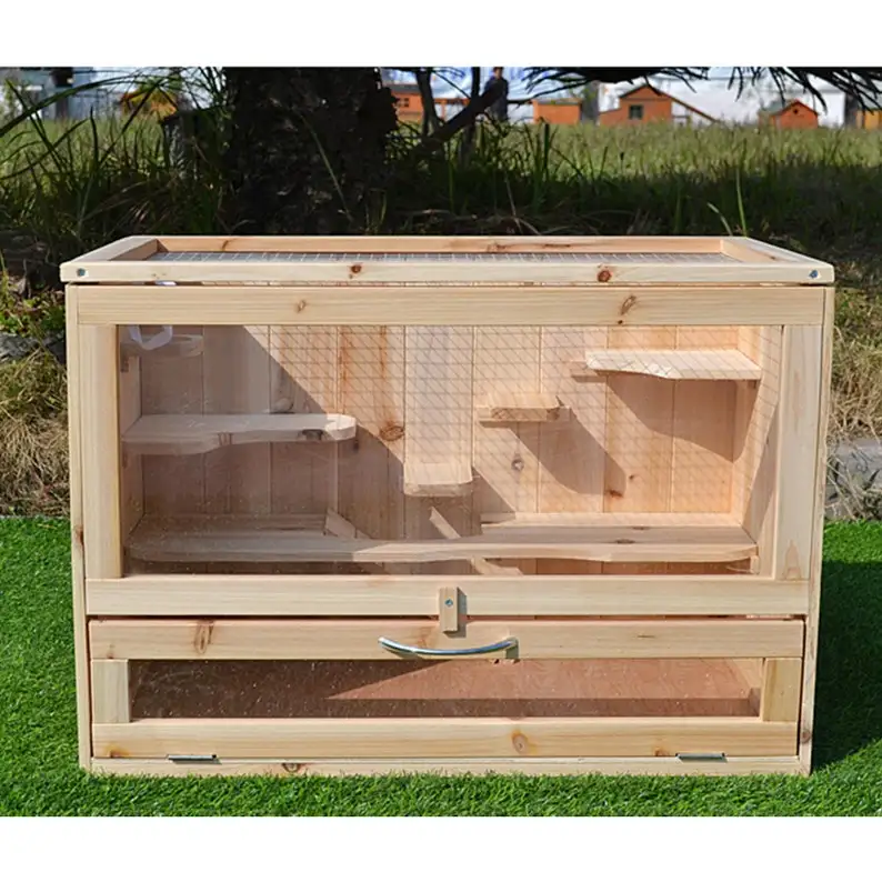 Wood Cage Wooden Villa Hamster House Small Animal Climbing Environmentally Friendly Solid Custom Logo Carton Packing Print Sweet