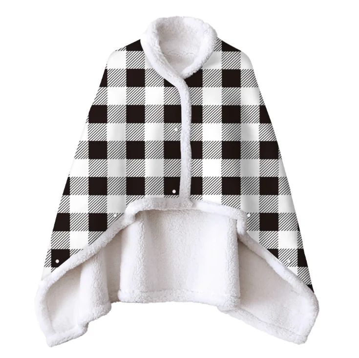 Flannel Double layer wearable Magic cloak blanket Christmas theme Colorful printing blanket