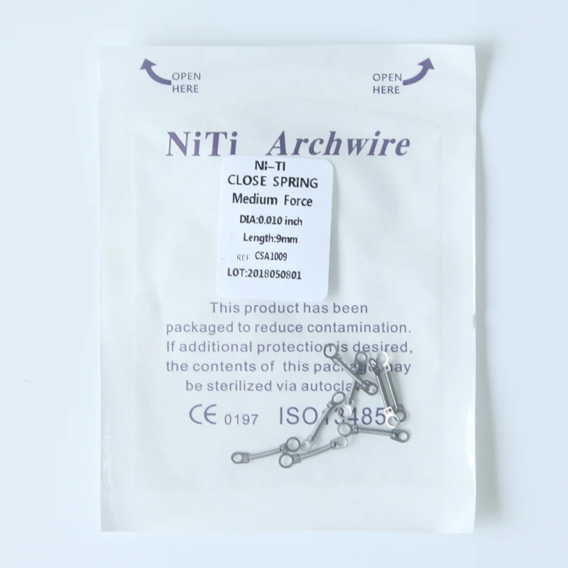 Orthodontics dental consumables materials of niti closed coil springs with eyelets