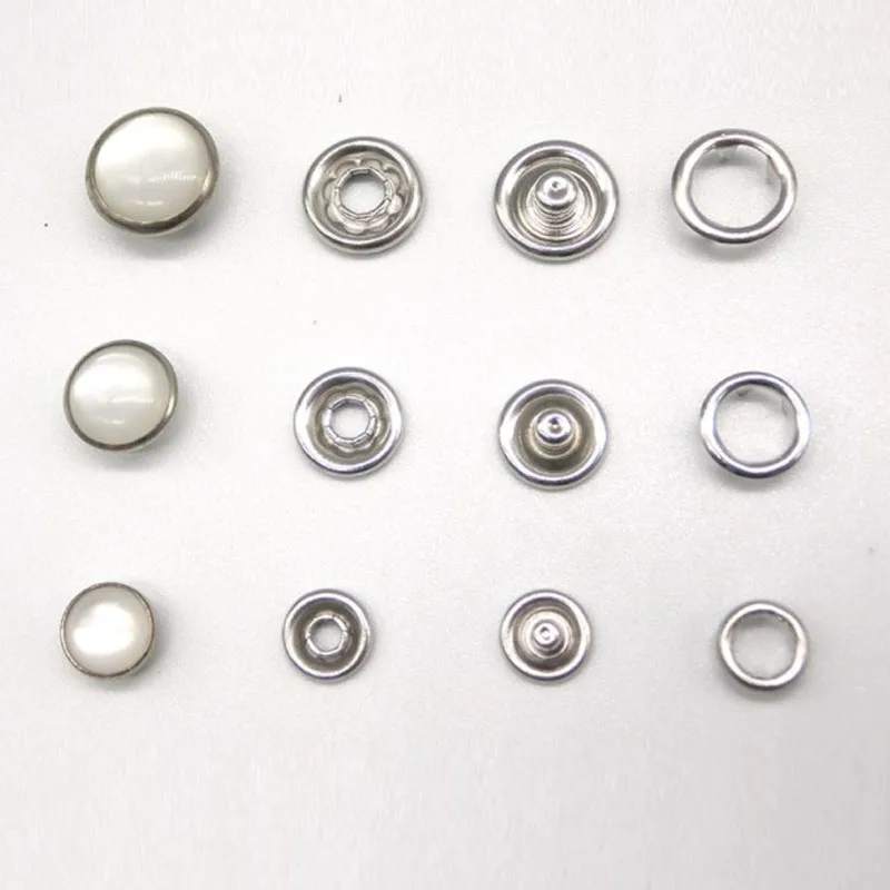 Wholesale Custom 9.5mm Brass Metal Prong Snap Button Baby Garment Pearl Prong Metal Ring Snap Button