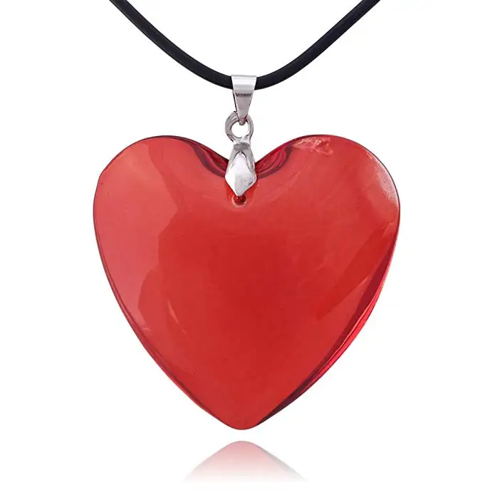 Fashion Large Red Glass Heart Necklace Jewelry Valentine Day