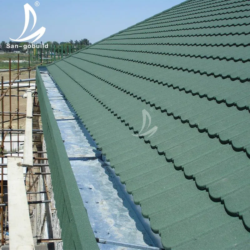 SANGOBUILD Long Size Color Stone Metal Tile Cheap Sheet Metal Roofing Easy Install Color Stone Metal Roofing Tiles