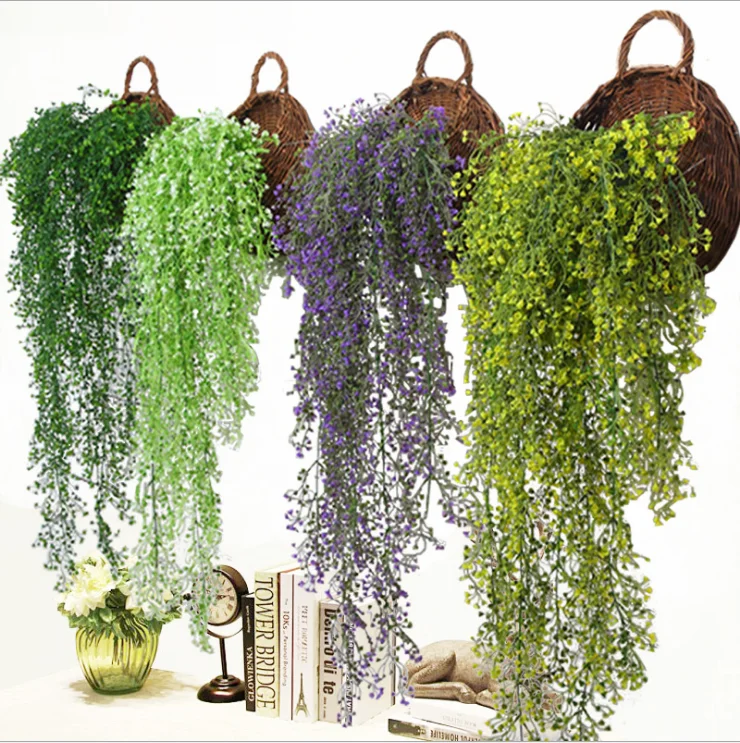 Outdoor Real Touch Artificial Plant Leaf Vine Greenery Wall Hanging For Party Decoration Hanging Basket