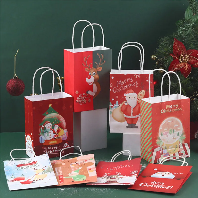 Recyclable material paper bag for Christmas custom paper shopping bag Christmas paper bag packaging