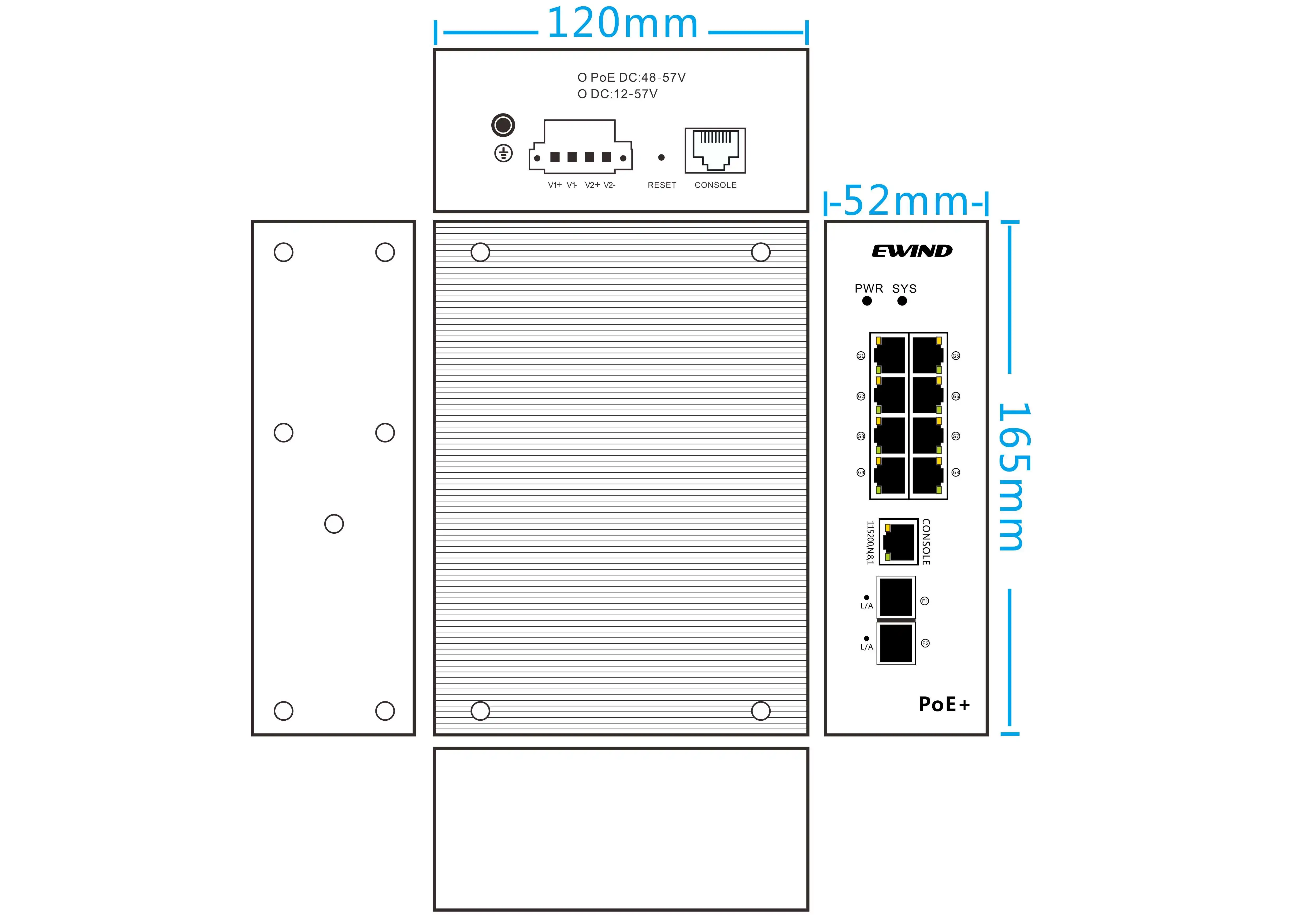 industrial 8 Port 1000 Base Reverse Power Supply RPOE POE Switch