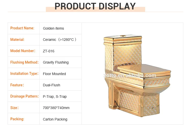 Brand Square Ceramic Luxury Sanitary Ware Golden Color WC Gold Plated Elegant Style Toilet Closetool P-trap S-trap Toilet