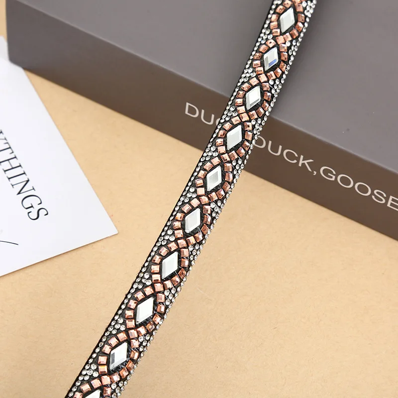 Hot Sale Semi-Circular Glass Diamond Rhinestones Strips Full Diamond Rhinestone Ropes for Shoe Decorative Accessories Wholesale