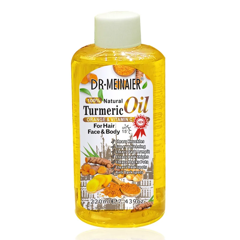 Private label natural 220ml whitening turmeric body  oil anti aging spot face body skincare  oil