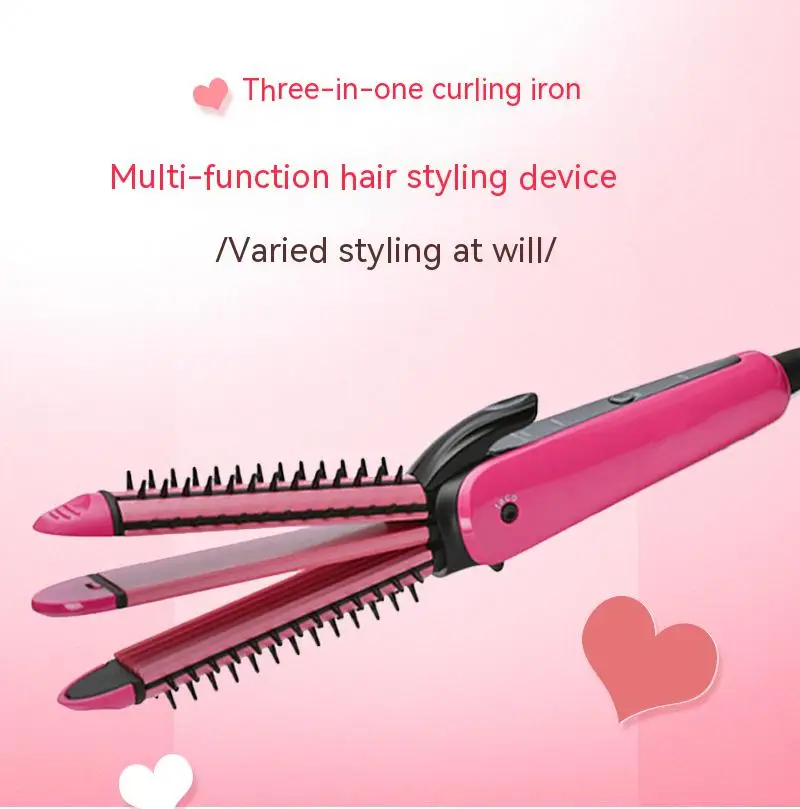 3 1 Tourmaline Hair Styling Tool Electric PTC Heater LED Multi-purpose Hair Curler Straightener Comb for Corn Perm Household Use