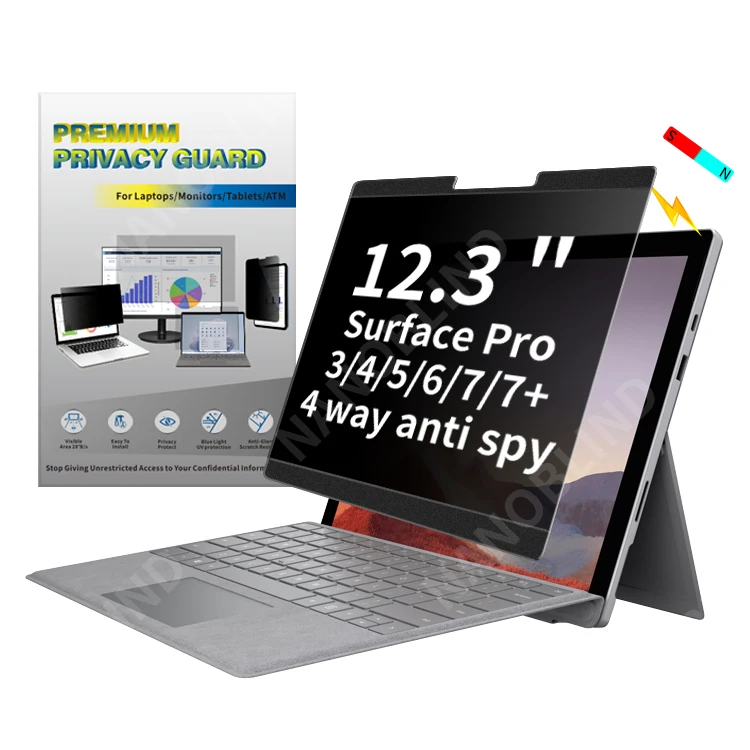 NANOBLIND 360 Degree Anti Spy Magnetic Privacy Screen Protector For Microsoft Surface Pro 4 5 6 7 Anti Blue Light Fast Install