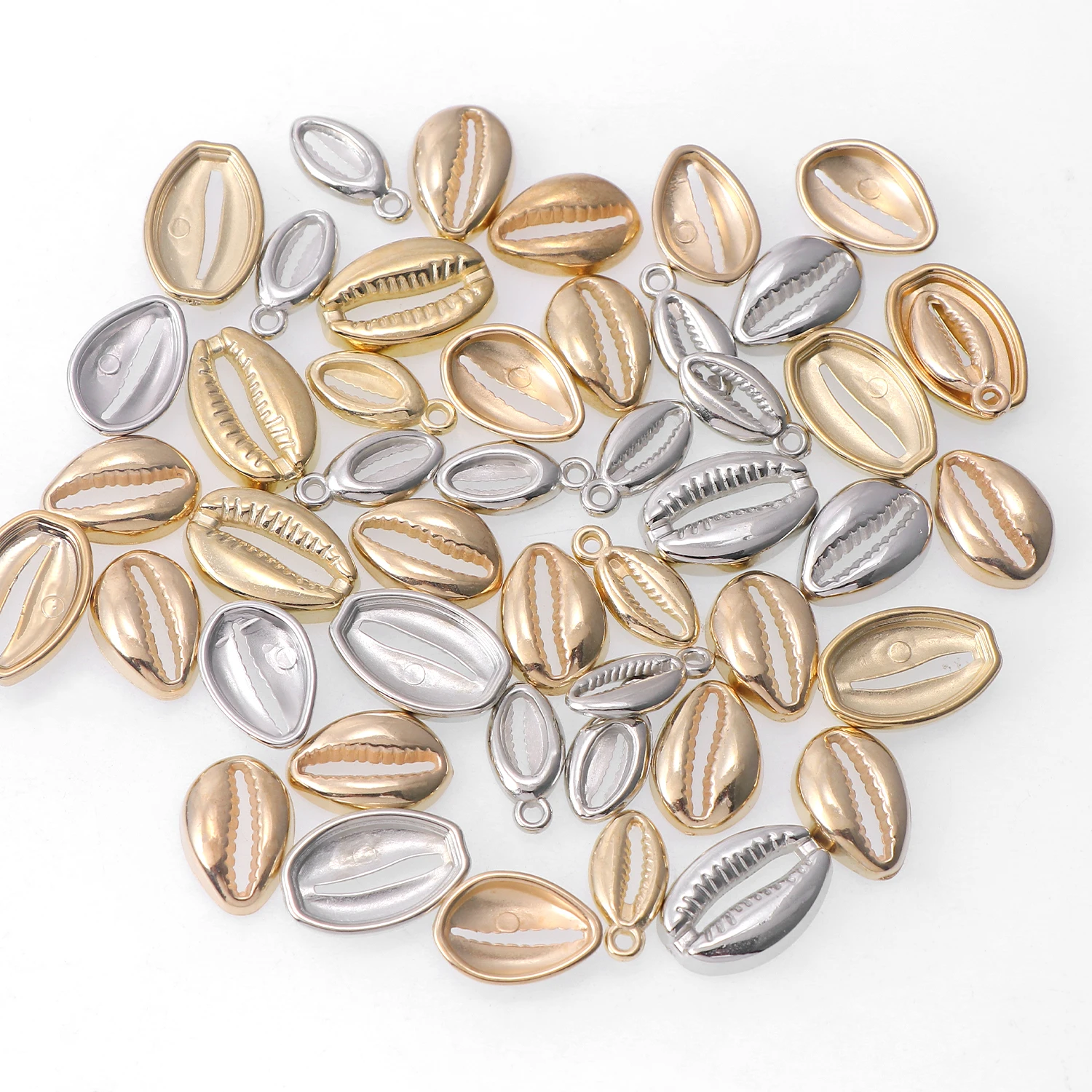 Metallic Cowrie Shell Beads Seashell Beads Diy Bracelet Anklet Handmade Craft Jewelry Making Charms Plastic Ccb Beads