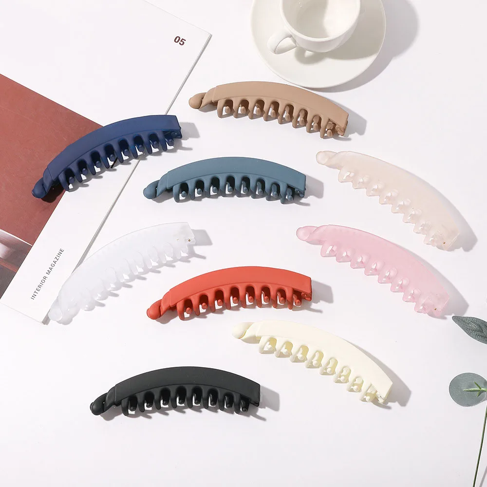 South Korea hot sale frosted hairpin fashion solid color acrylic banana clip ladies high ponytail hairpin