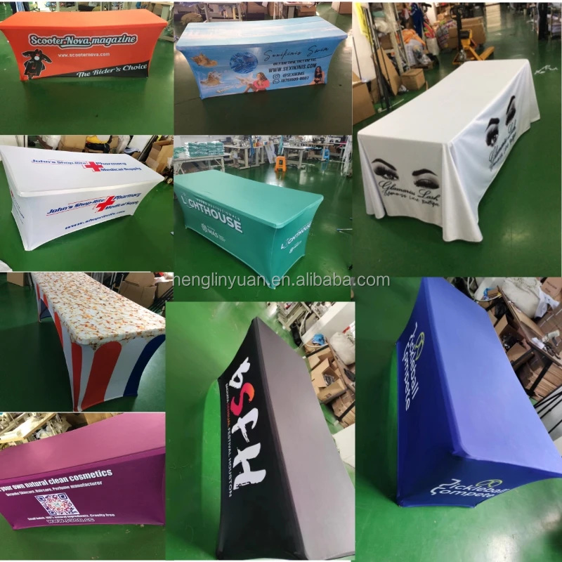 Custom Table Cloth Logo Spandex Tight Table Custom Cloth Stretch Table Cover for Party Banquet Wedding