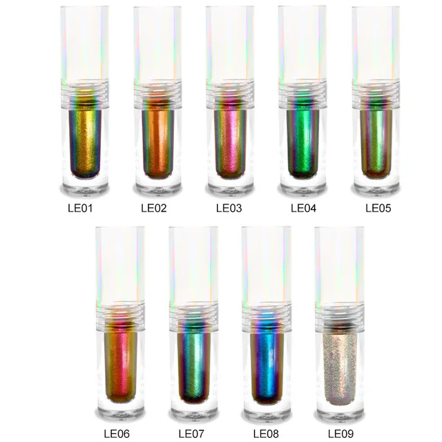 Private label 9 color chameleon multichrome metallic duochrome high pigment custom eyeshadow pigments glitter liquid eyeshadow