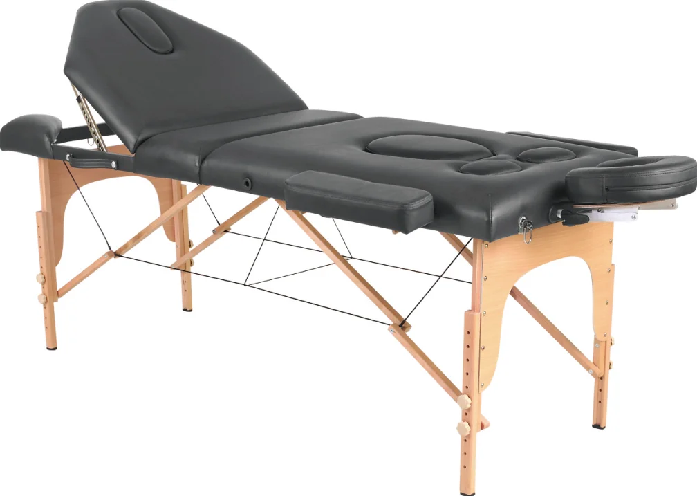 Wholesale Price Beauty Spa 3 Section Wood Massage Bed Foldable Massage Table With Hole