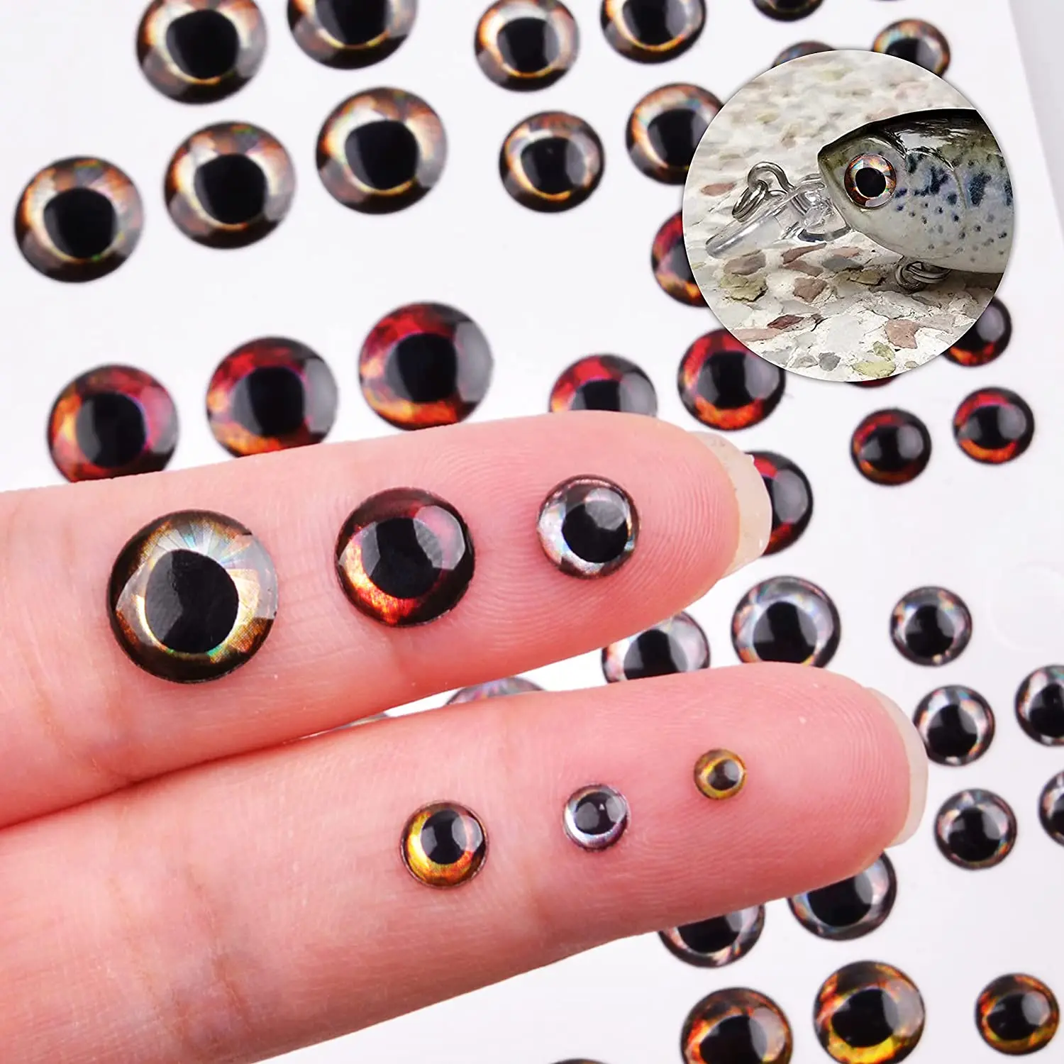 Fishing Lure Eye 3D/4D/5D Eyes Lifelike Artificial Realistic Epoxy Fly Tying Lure Holographic Fishing Accessories for bait B10