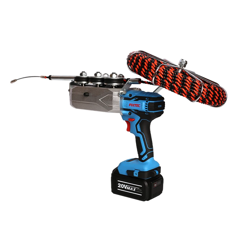 FIXTEC Automatic Electrician Tools Lithium Battery Stringing Machine Electrical Cable Pulling Machine Wire Puller