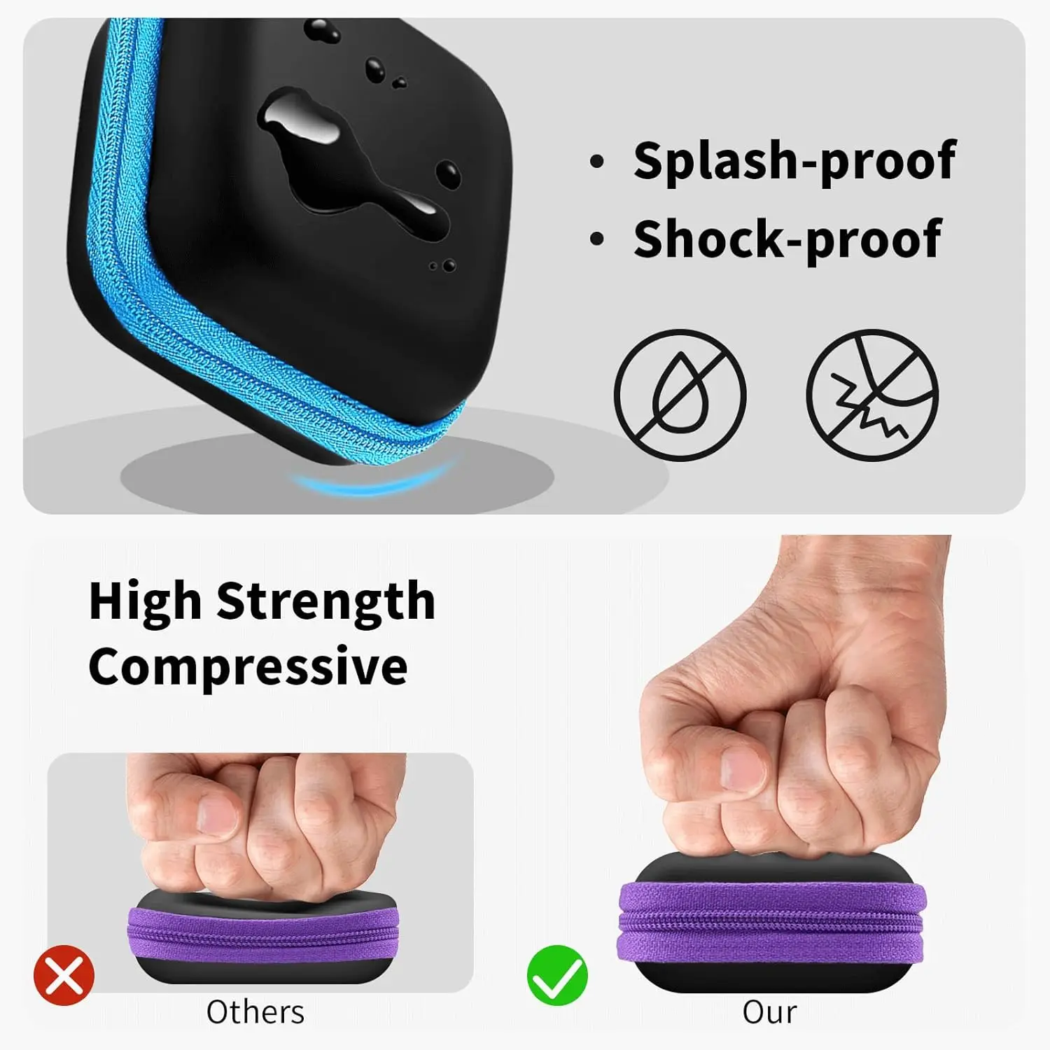 Factory Wholesale Zipper Shockproof Protective Cover Box Case Bag Portable Earphone Square Earbud Cases LOGO Custom Eva Case