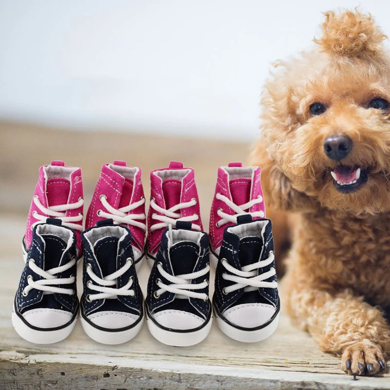 Puppy Canvas Sport Shoes Sneaker Boots Outdoor Shoes Rubber Sole Soft Cotton Inner Fabric Pet Shoes