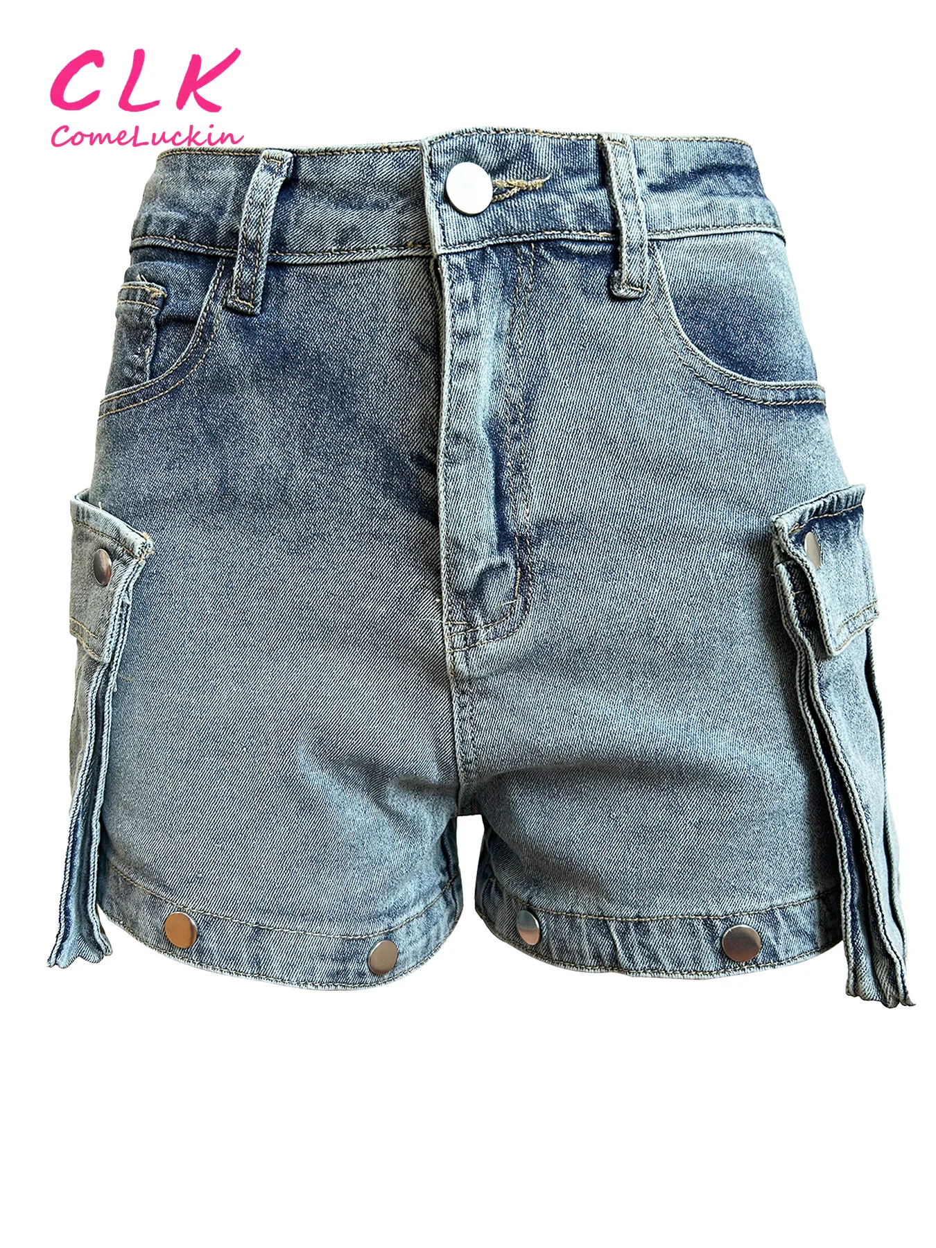 Denim Cargo Pants Women Spring Multi Pockets Loose Straight Pants Button Fly High Waist Loose Straight Baggy Jeans Trousers