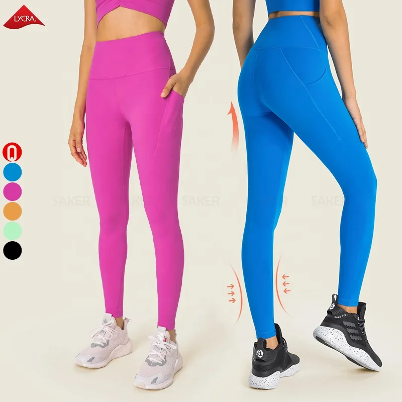 Wholesale 20% lycra spandex anti bacterial yoga pants plus size women gym butt lift leggings with pocket