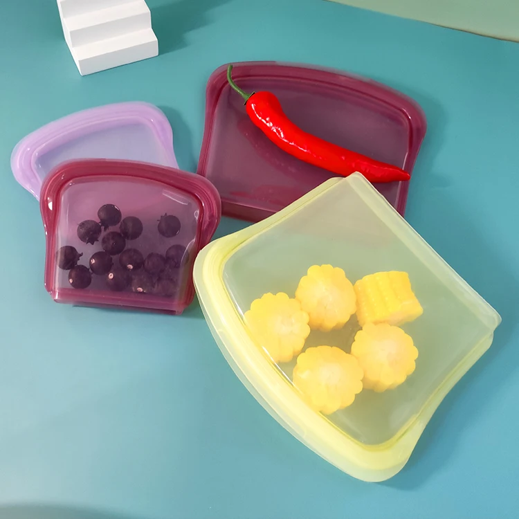 200ml 400ml 800ml Plastic Free Storage Snacks Bag Eco-Friendly Reusable Silicone Food Bag