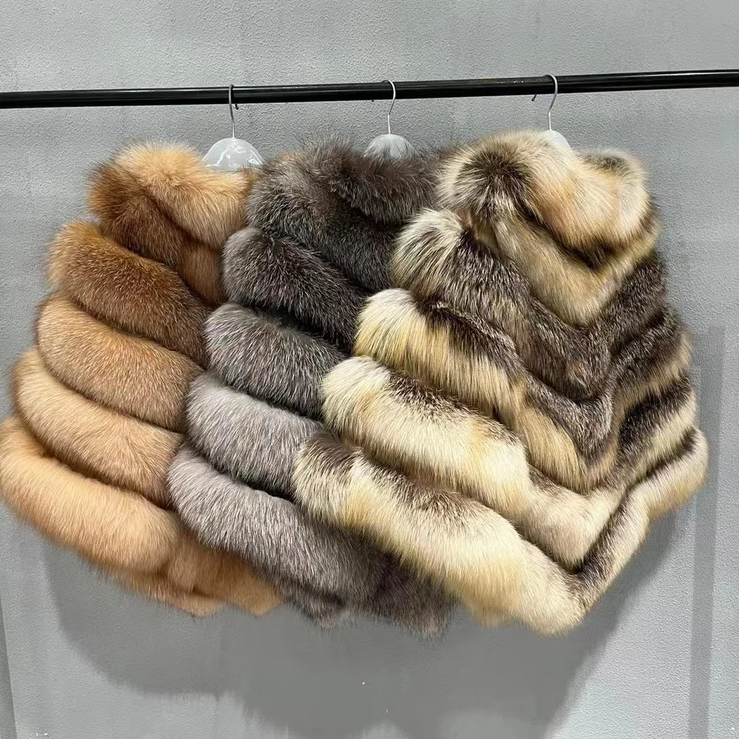 Wholesale Clothes Natural Fur Poncho Shawl Wide Big Thick Warm Fall Outfit Fluffy  Custom Winter Women Luxury Real Fox Fur Cape