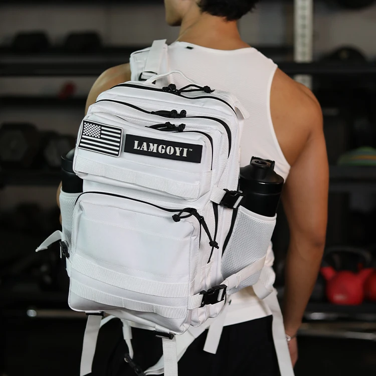 Custom mini white outdoor travel backpack gym bodybuilding athletic backpack with water bottle