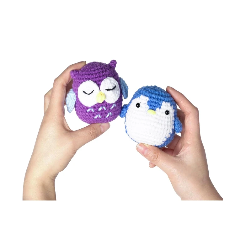 Z160 Educational Learn To Crochet Craft DIY  Frog penguin Owl Hand Knitting Yarn Crochet Starter Kit