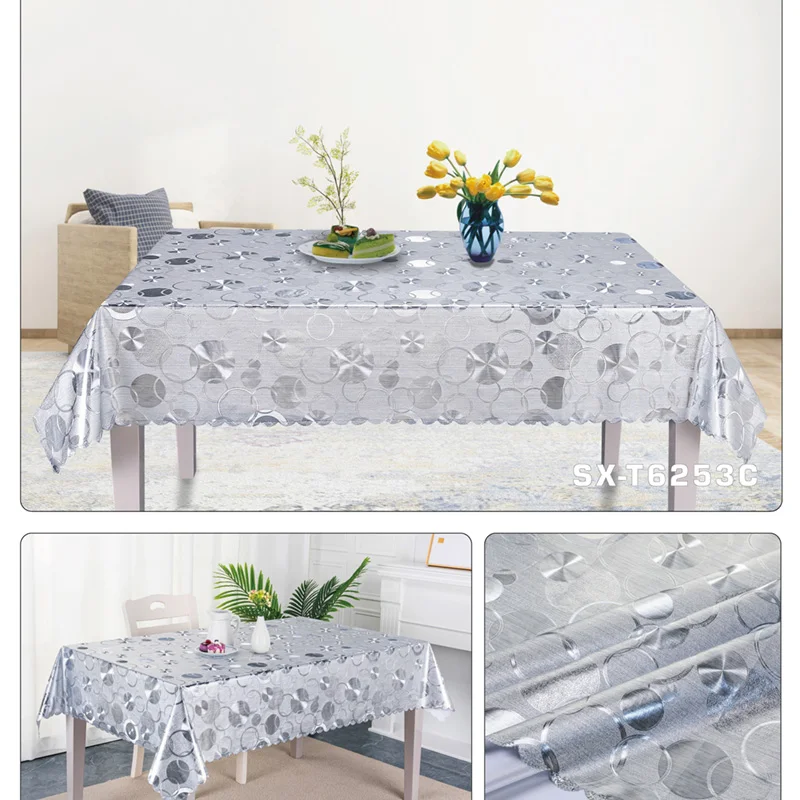 Экологичная Нетканая скатерть из ПВХ с тиснением и металлическим тиснением