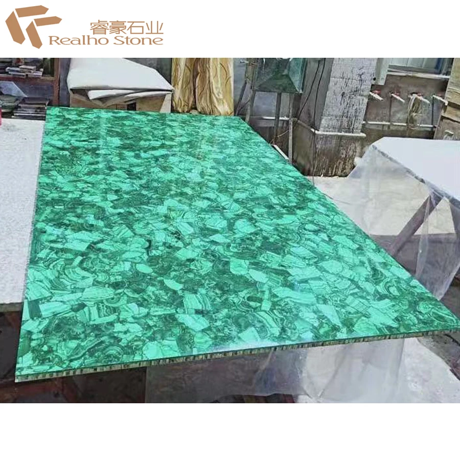 Natural Green Malachite Stone Table Top For Sale