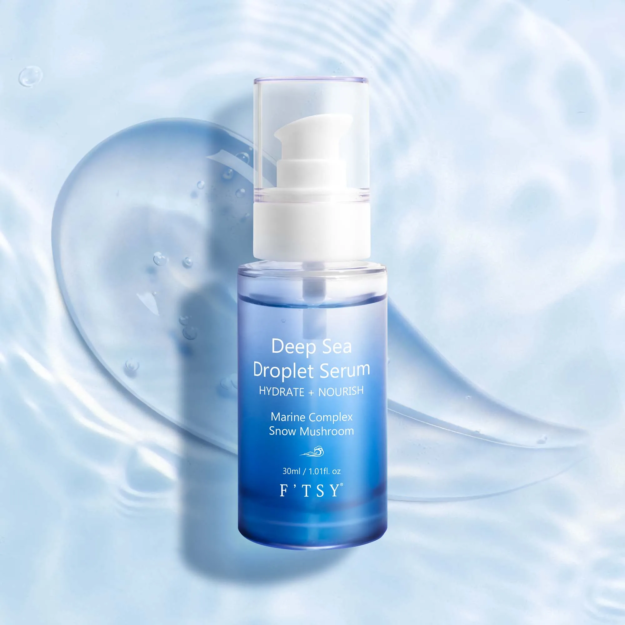 Private Label Marine Face Serum Deep Sea Water Moisturizing Brightening Anti-wrinkle Anti Aging Face Serum