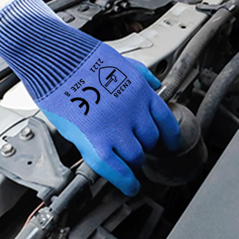 15 Gauge NBR Nitrile Work Gloves Micro Foam Nitrile Dipped Automotive Industrial Gloves Latex Custom Nylon Nitrile Anti-Slip