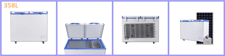 Renewable Energy DC 12v24v Solar Powered Double Doors BD/BC-358L Deep Freezer