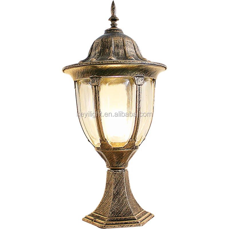 Outdoor Courtyard Park Garage Square Main Gate Garden Lighting Vintage Style Antique Color Lantern Post Lamp