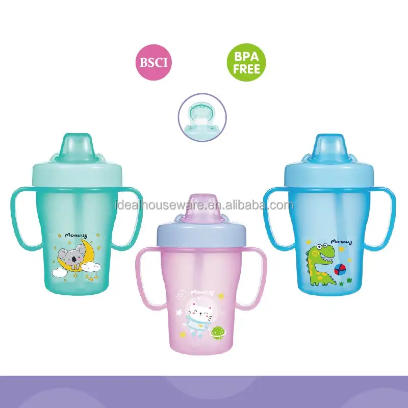 7oz /200ml PP детская тренировочная чашка с соломинкой