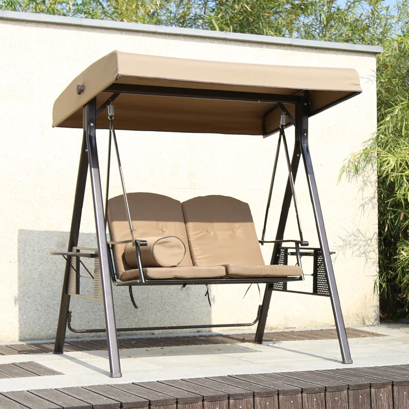 High quality patio rattan swing chair outdoor swing sets for adults garden hanging 3 seat swing iron steel chair