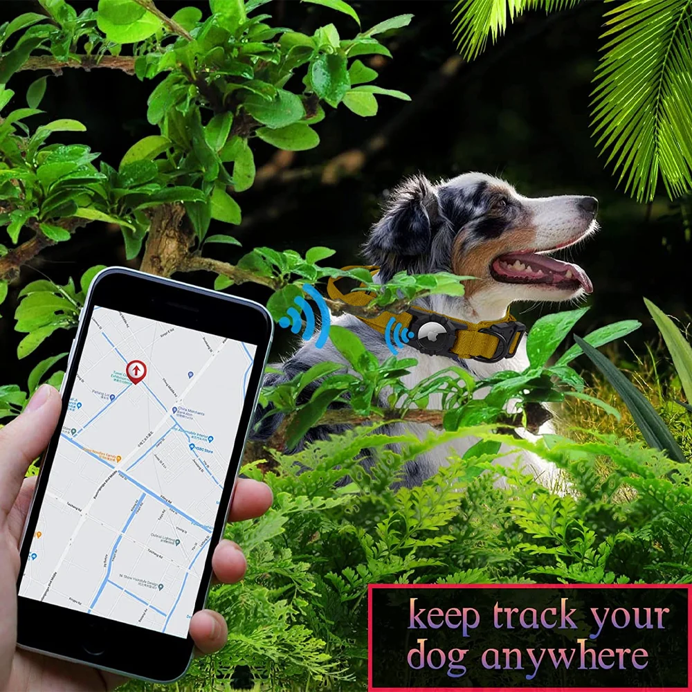 Wholesale Personalized GPS Tracker Air Tag Dog Collar Adjustable Nylon Heavy Duty Airtag Training Tactical Pet Collars For Dog