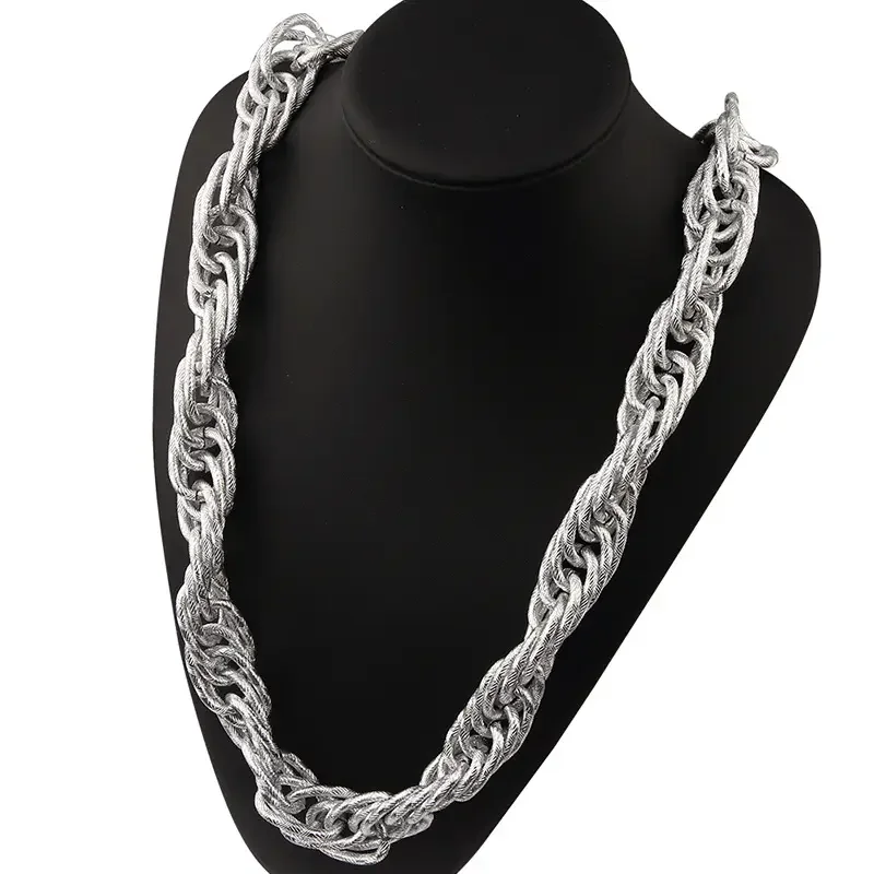 Super Thick Twist Chain Necklace Film Star Wearing Aluminium Hip Top Characteristic Trend Leader Necklace Cool Jewelry