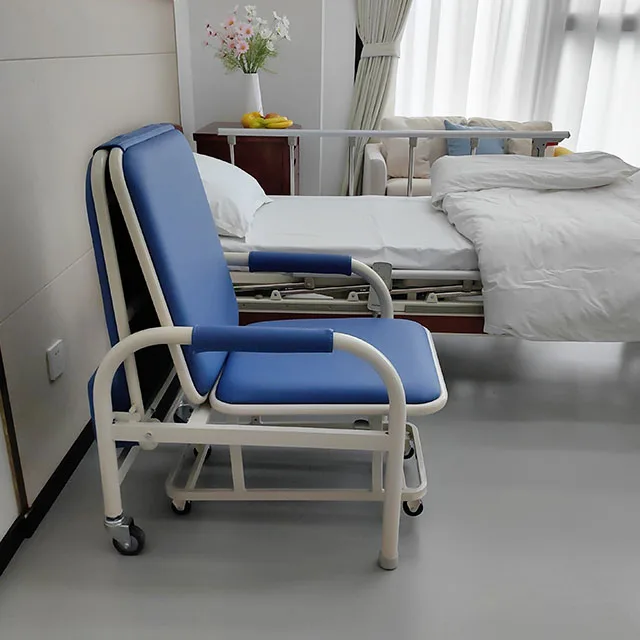 HAOHAN 059 Hospital Convertible Reclining Attendant Foldable Patient Family Accompany Escort Chair Folding Accompany Chair Bed
