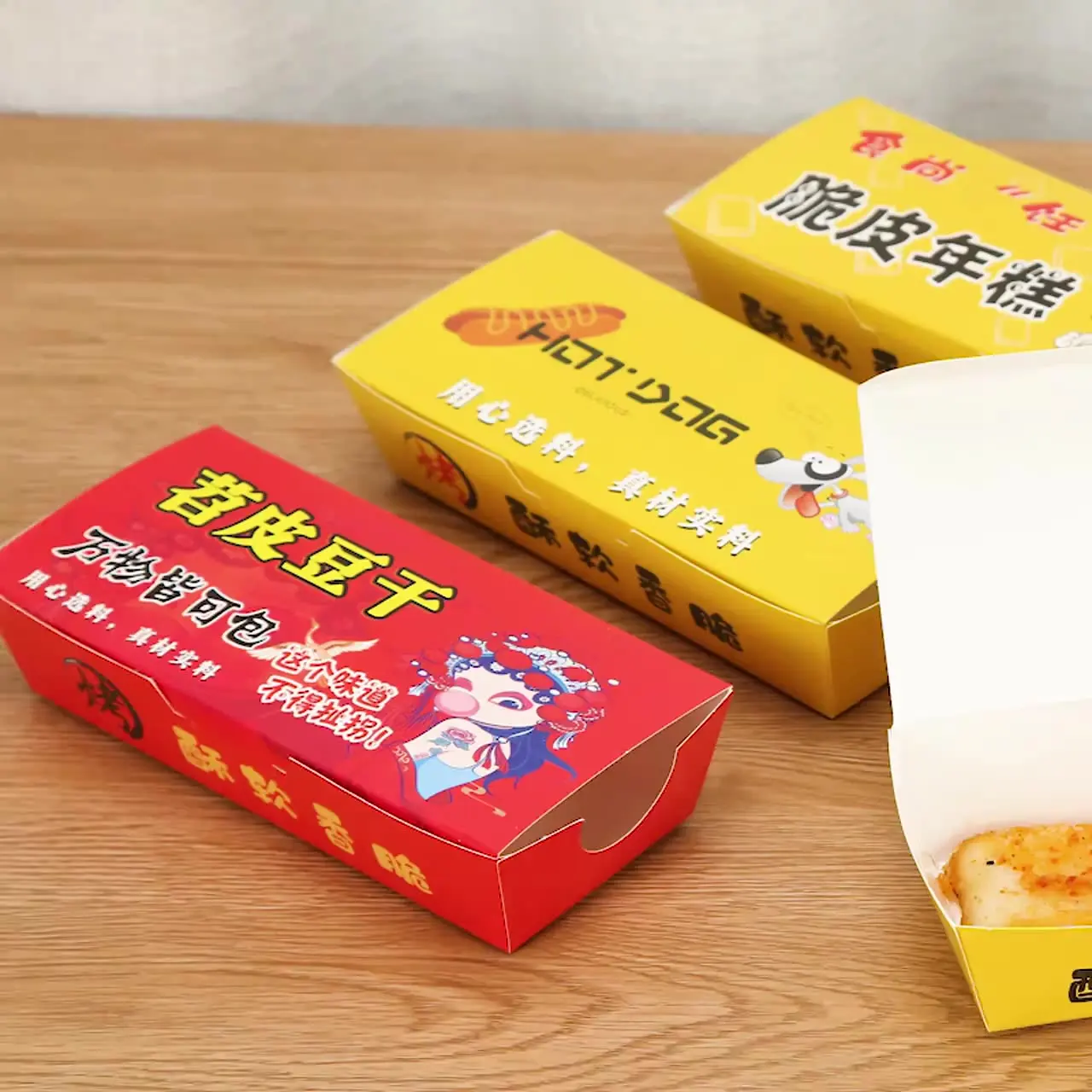 HLY Custom Printed Takeaway Fast Food Container Hot Dog Pie French Fries Chicken Snack Paper Box