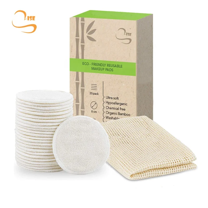 Factory Seller 8cm Round Organic Makeup Remover Pads Chemical Free Soft Bamboo Cotton Face Wipes