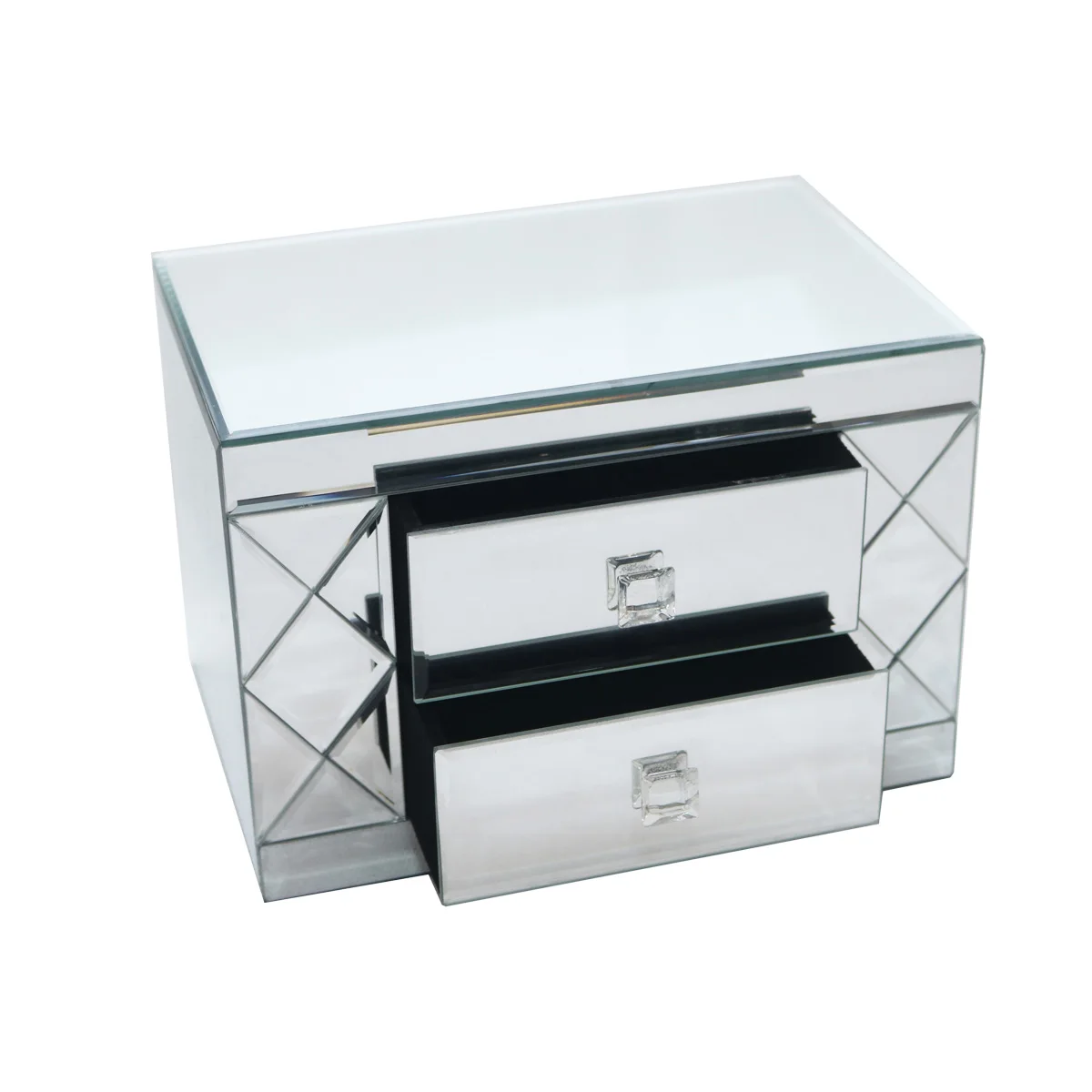 2022 New Designs Handmade Luxury Travel Custom Small Silver Mirror Glass Jewelry Packaging  Box Ever Sublimation Jewelry Box