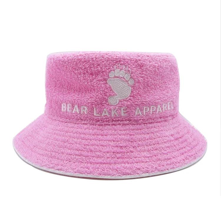 High Quality Customized Logo Embroidered Terry Cloth Cotton Towel Bucket Hat
